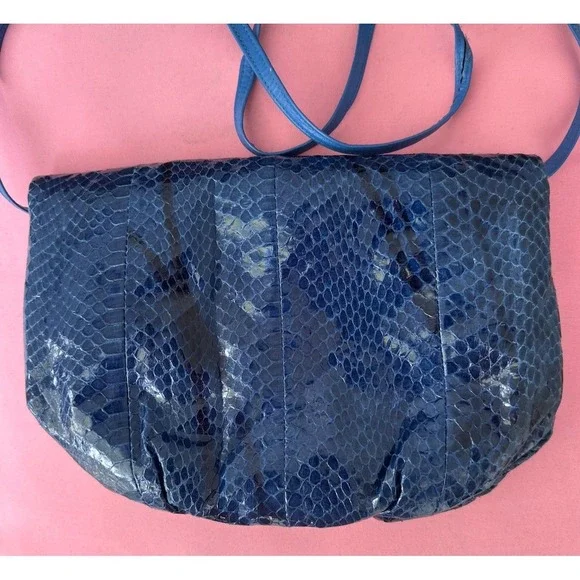 Vintage Letizia Blue‎ Snakeskin Shoulder Bag - Picture 3 of 7